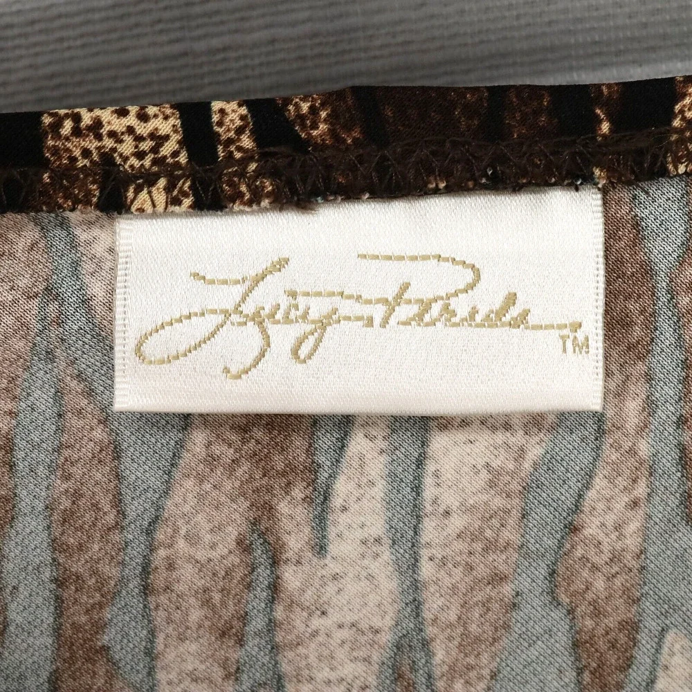 Lucy Pereda Skirt Womens Medium Animal Print Stretch Knit Long Slit Brown New